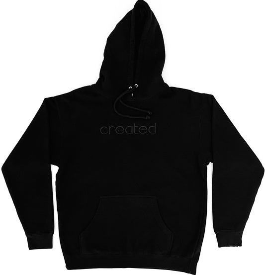 "CREATED" Black on Black Hoodie