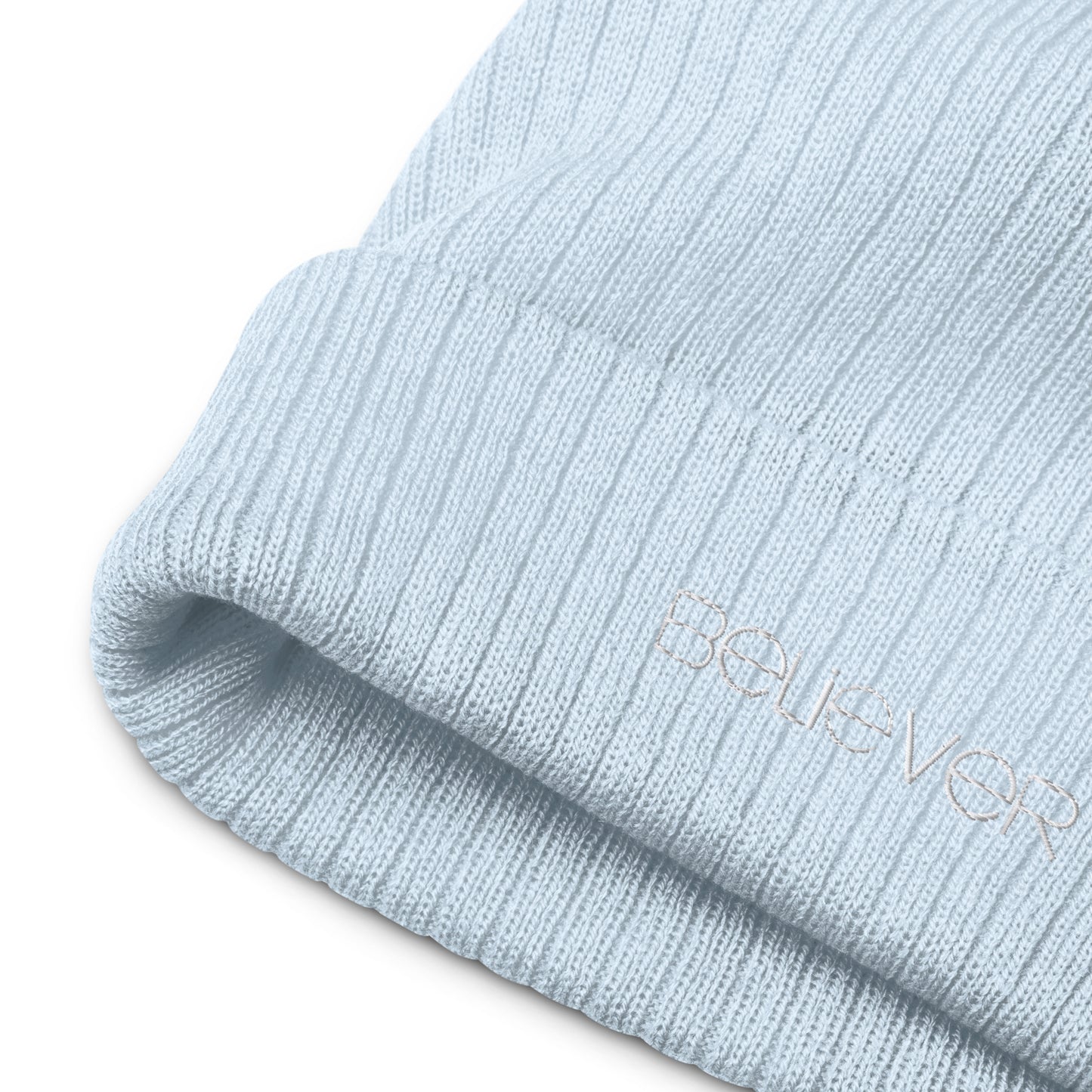 "BELIEVER" Ribbed Knit Beanie