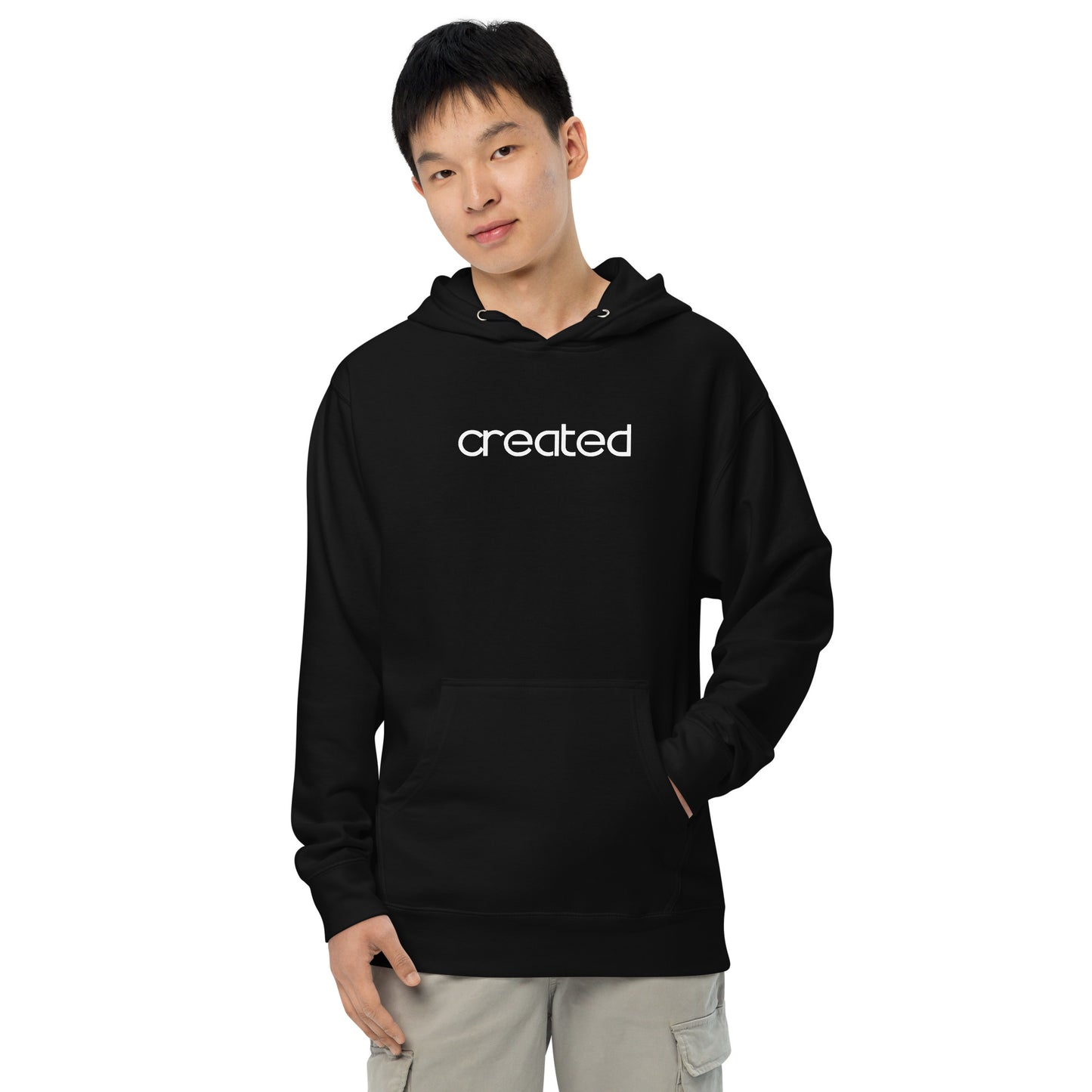 "CREATED" White on Black Hoodie